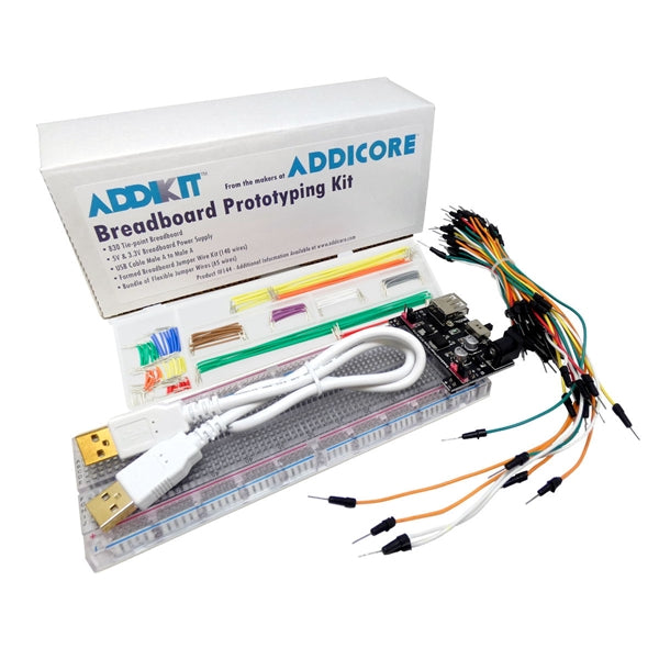 Breadboard AddiKit with 830 Hole Breadboard and Power Supply and Jumper  Wires – Addicore